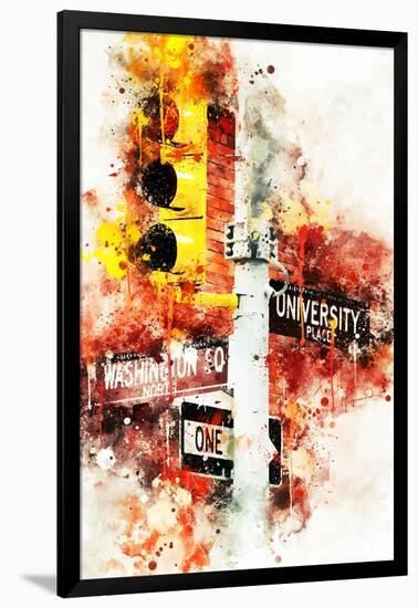 NYC Watercolor Collection - Manhattan Signs-Philippe Hugonnard-Framed Art Print