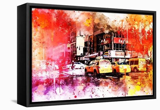 NYC Watercolor Collection - Manhattan Taxis-Philippe Hugonnard-Framed Stretched Canvas