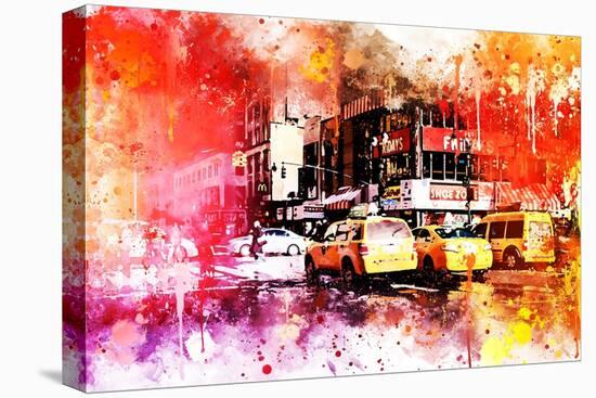 NYC Watercolor Collection - Manhattan Taxis-Philippe Hugonnard-Stretched Canvas