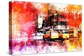 NYC Watercolor Collection - Manhattan Taxis-Philippe Hugonnard-Stretched Canvas