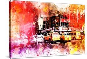 NYC Watercolor Collection - Manhattan Taxis-Philippe Hugonnard-Stretched Canvas