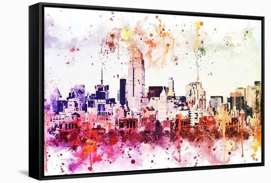 NYC Watercolor Collection - Manhattan View II-Philippe Hugonnard-Framed Stretched Canvas