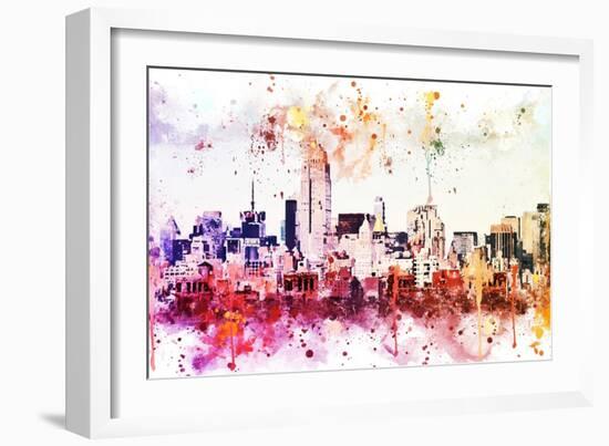 NYC Watercolor Collection - Manhattan View II-Philippe Hugonnard-Framed Art Print