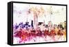 NYC Watercolor Collection - Manhattan View II-Philippe Hugonnard-Framed Stretched Canvas