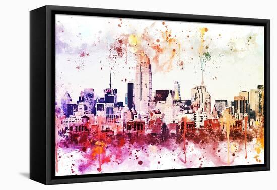 NYC Watercolor Collection - Manhattan View II-Philippe Hugonnard-Framed Stretched Canvas