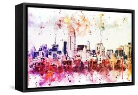 NYC Watercolor Collection - Manhattan View II-Philippe Hugonnard-Framed Stretched Canvas