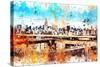 NYC Watercolor Collection - Manhattan View III-Philippe Hugonnard-Stretched Canvas