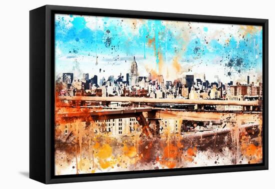 NYC Watercolor Collection - Manhattan View III-Philippe Hugonnard-Framed Stretched Canvas