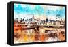 NYC Watercolor Collection - Manhattan View III-Philippe Hugonnard-Framed Stretched Canvas