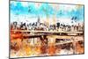 NYC Watercolor Collection - Manhattan View III-Philippe Hugonnard-Mounted Premium Giclee Print
