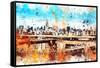 NYC Watercolor Collection - Manhattan View III-Philippe Hugonnard-Framed Stretched Canvas