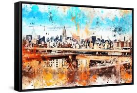 NYC Watercolor Collection - Manhattan View III-Philippe Hugonnard-Framed Stretched Canvas