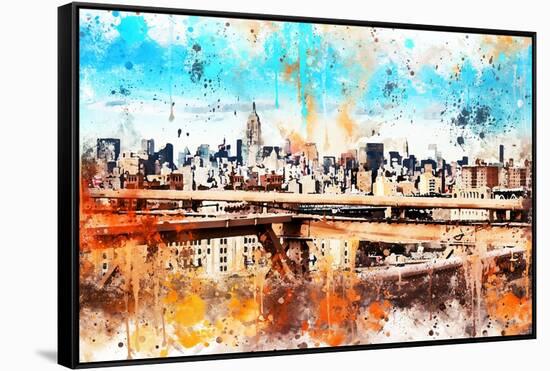 NYC Watercolor Collection - Manhattan View III-Philippe Hugonnard-Framed Stretched Canvas