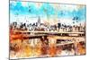 NYC Watercolor Collection - Manhattan View III-Philippe Hugonnard-Mounted Art Print
