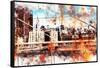 NYC Watercolor Collection - Manhattan View-Philippe Hugonnard-Framed Stretched Canvas