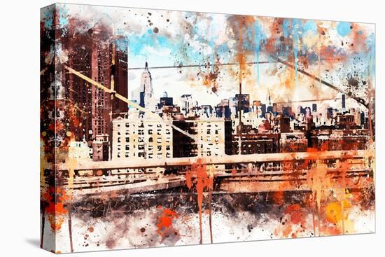 NYC Watercolor Collection - Manhattan View-Philippe Hugonnard-Stretched Canvas