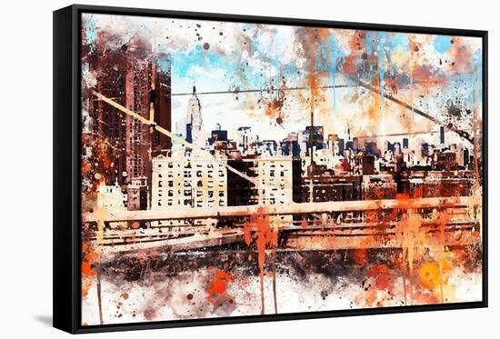 NYC Watercolor Collection - Manhattan View-Philippe Hugonnard-Framed Stretched Canvas