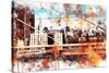 NYC Watercolor Collection - Manhattan View-Philippe Hugonnard-Stretched Canvas