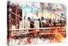 NYC Watercolor Collection - Manhattan View-Philippe Hugonnard-Stretched Canvas