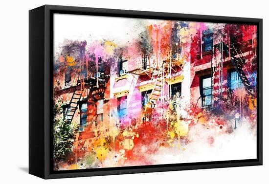 NYC Watercolor Collection - New York Facades-Philippe Hugonnard-Framed Stretched Canvas