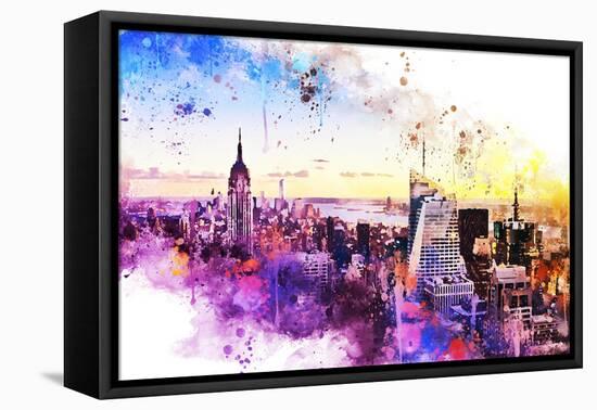 NYC Watercolor Collection - New York Skyline II-Philippe Hugonnard-Framed Stretched Canvas