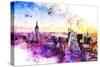 NYC Watercolor Collection - New York Skyline II-Philippe Hugonnard-Stretched Canvas