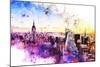 NYC Watercolor Collection - New York Skyline II-Philippe Hugonnard-Mounted Art Print