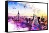 NYC Watercolor Collection - New York Skyline II-Philippe Hugonnard-Framed Stretched Canvas