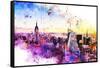 NYC Watercolor Collection - New York Skyline II-Philippe Hugonnard-Framed Stretched Canvas