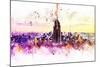 NYC Watercolor Collection - New York Skyline-Philippe Hugonnard-Mounted Art Print