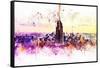 NYC Watercolor Collection - New York Skyline-Philippe Hugonnard-Framed Stretched Canvas