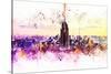 NYC Watercolor Collection - New York Skyline-Philippe Hugonnard-Stretched Canvas