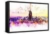 NYC Watercolor Collection - New York Skyline-Philippe Hugonnard-Framed Stretched Canvas