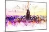 NYC Watercolor Collection - New York Skyline-Philippe Hugonnard-Mounted Premium Giclee Print