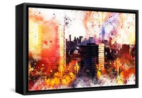 NYC Watercolor Collection - New York Sunset-Philippe Hugonnard-Framed Stretched Canvas