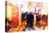 NYC Watercolor Collection - New York Sunset-Philippe Hugonnard-Stretched Canvas