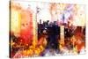 NYC Watercolor Collection - New York Sunset-Philippe Hugonnard-Stretched Canvas