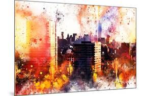 NYC Watercolor Collection - New York Sunset-Philippe Hugonnard-Mounted Art Print