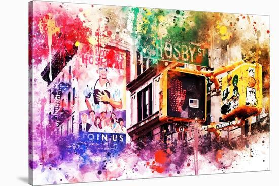 NYC Watercolor Collection - Pedestrian Signal-Philippe Hugonnard-Stretched Canvas