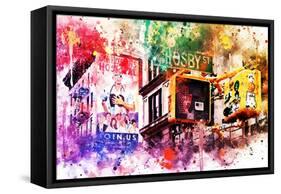 NYC Watercolor Collection - Pedestrian Signal-Philippe Hugonnard-Framed Stretched Canvas