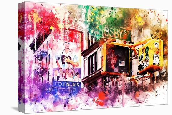 NYC Watercolor Collection - Pedestrian Signal-Philippe Hugonnard-Stretched Canvas