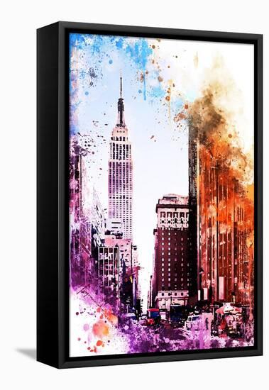 NYC Watercolor Collection - Pink Empire-Philippe Hugonnard-Framed Stretched Canvas