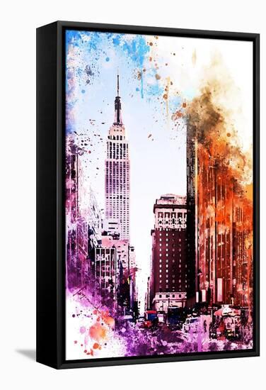 NYC Watercolor Collection - Pink Empire-Philippe Hugonnard-Framed Stretched Canvas