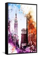 NYC Watercolor Collection - Pink Empire-Philippe Hugonnard-Framed Stretched Canvas