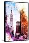 NYC Watercolor Collection - Pink Empire-Philippe Hugonnard-Framed Stretched Canvas