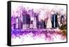 NYC Watercolor Collection - Purple Skyline-Philippe Hugonnard-Framed Stretched Canvas
