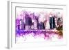 NYC Watercolor Collection - Purple Skyline-Philippe Hugonnard-Framed Art Print