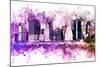 NYC Watercolor Collection - Purple Skyline-Philippe Hugonnard-Mounted Art Print