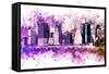 NYC Watercolor Collection - Purple Skyline-Philippe Hugonnard-Framed Stretched Canvas