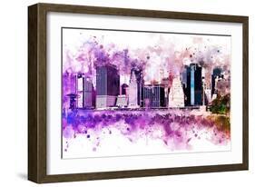 NYC Watercolor Collection - Purple Skyline-Philippe Hugonnard-Framed Art Print